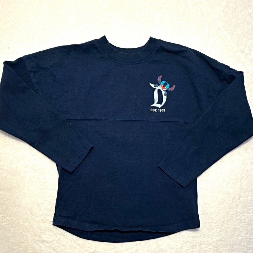 Disney Spirit Jersey Boys M (7/8) Navy Stitch Graphic Print Long Sleeve Tee